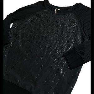 NWT Calvin Klein Jeans Black Sequin Top Size L